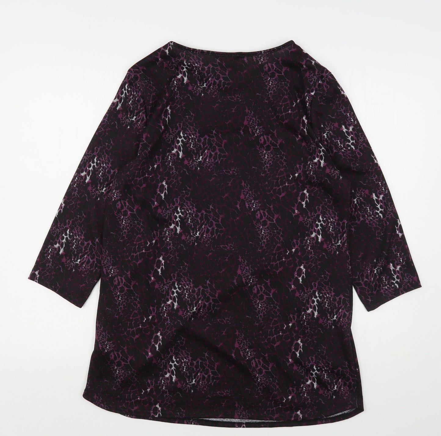 Roman Womens Purple Round Neck Animal Print Polyester Pullover Jumper Size 12