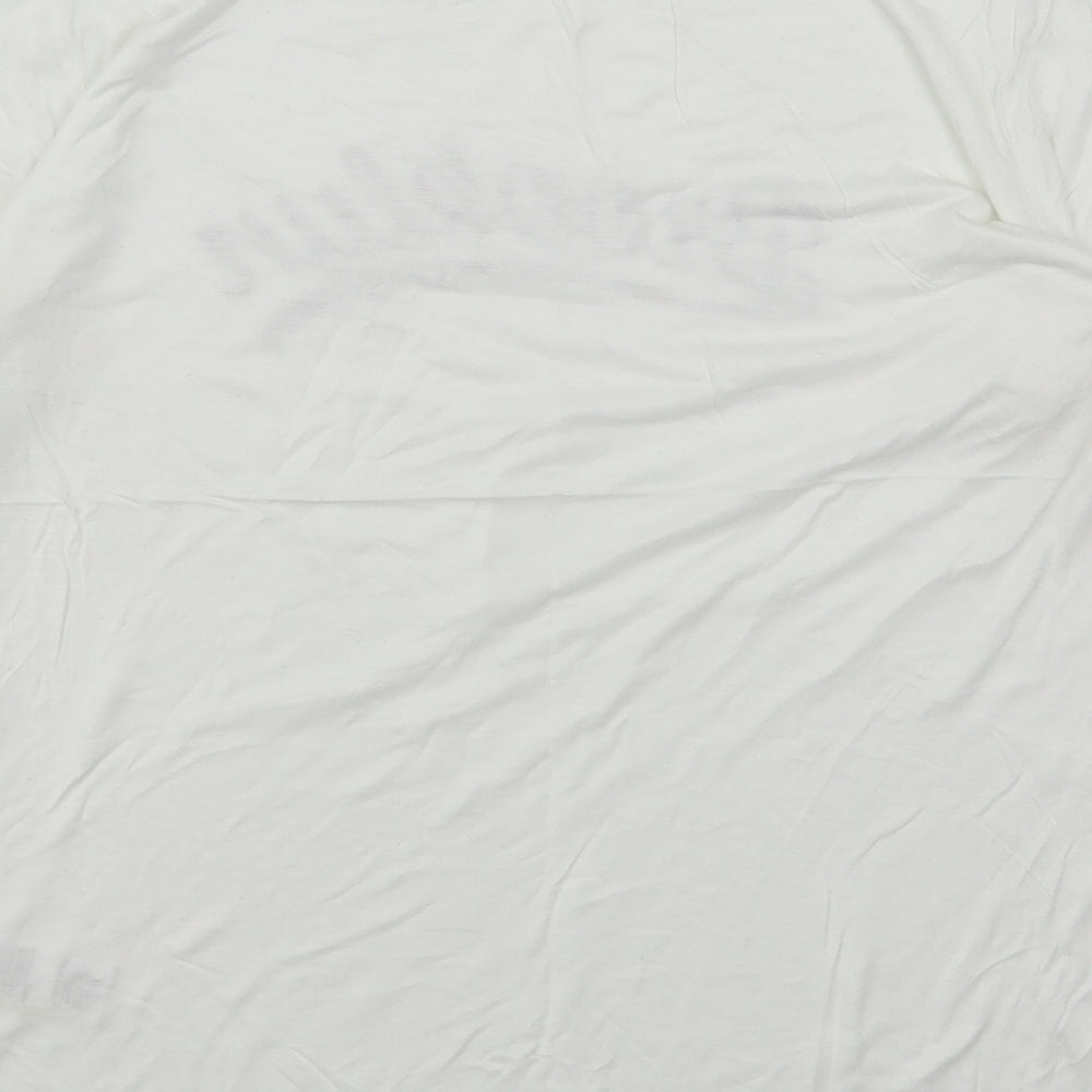 Marks and Spencer Womens White  Viscose Basic T-Shirt Size 10 Round Neck