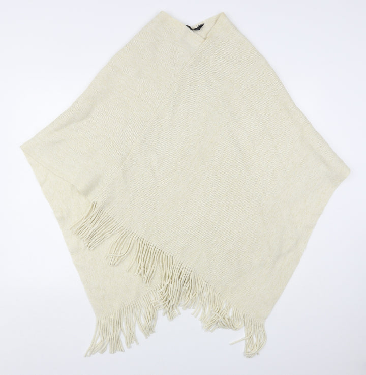 F&F Womens Beige Round Neck  Acrylic Cape Jumper One Size