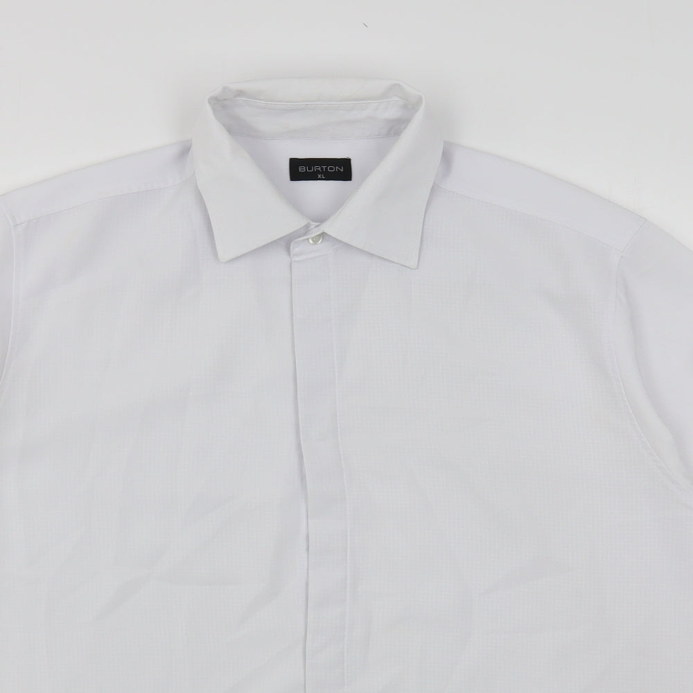 Burton  Mens White  Polyester  Dress Shirt Size XL Collared