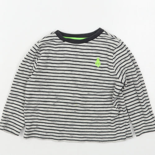F&F Boys Multicoloured Striped Cotton Basic T-Shirt Size 3-4 Years Round Neck