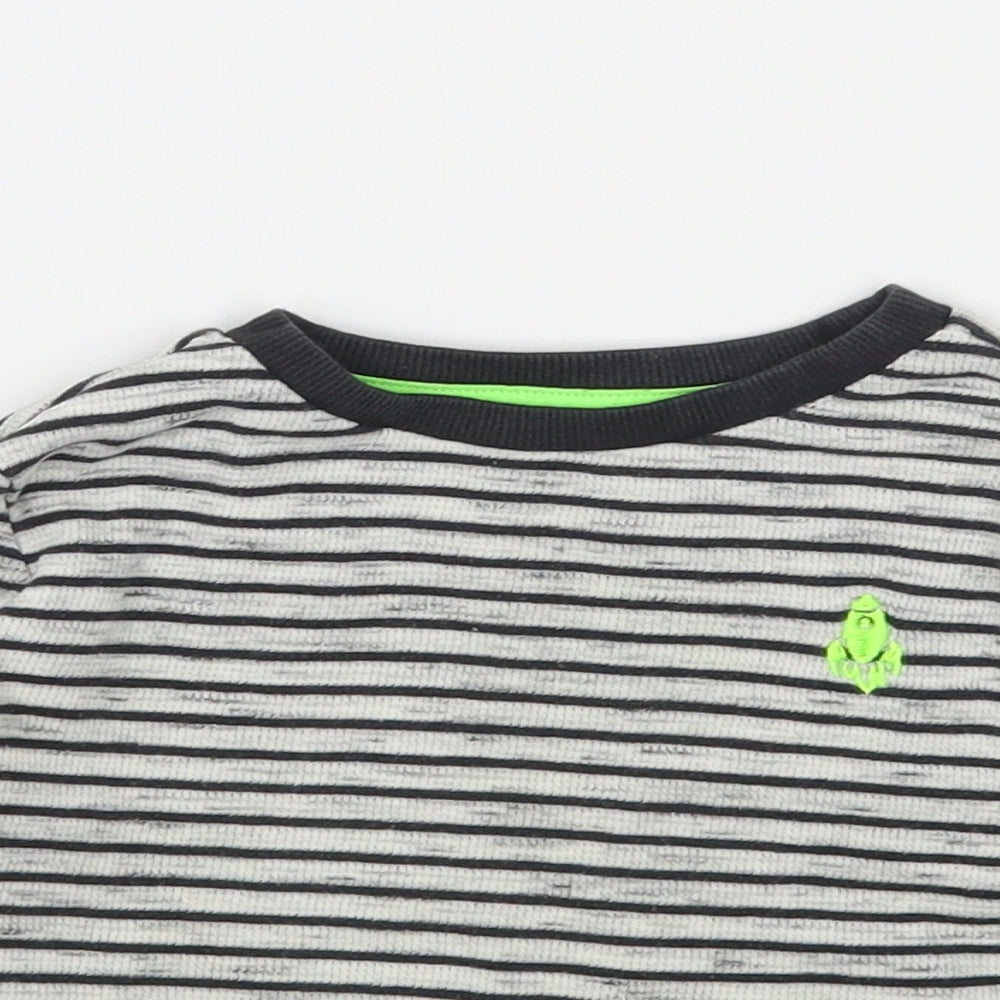 F&F Boys Multicoloured Striped Cotton Basic T-Shirt Size 3-4 Years Round Neck