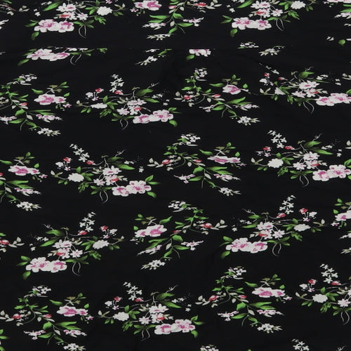 Atmosphere Womens Black Floral Viscose Basic Blouse Size 14 V-Neck