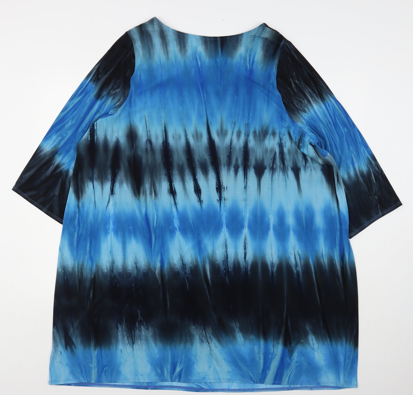 Marina Kaneva Womens Blue Geometric Polyester A-Line  Size 30  V-Neck