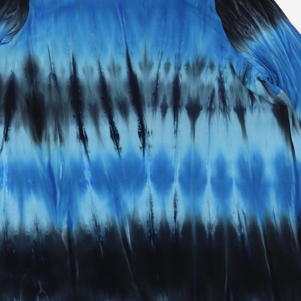 Marina Kaneva Womens Blue Geometric Polyester A-Line  Size 30  V-Neck