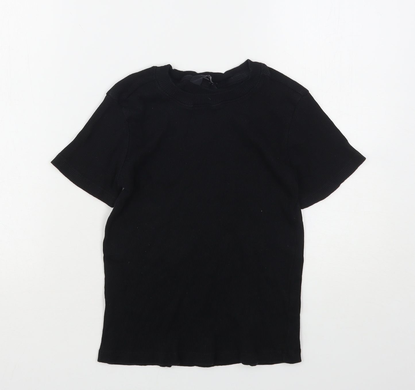 Max Womens Black  Cotton Basic T-Shirt Size 10 Round Neck