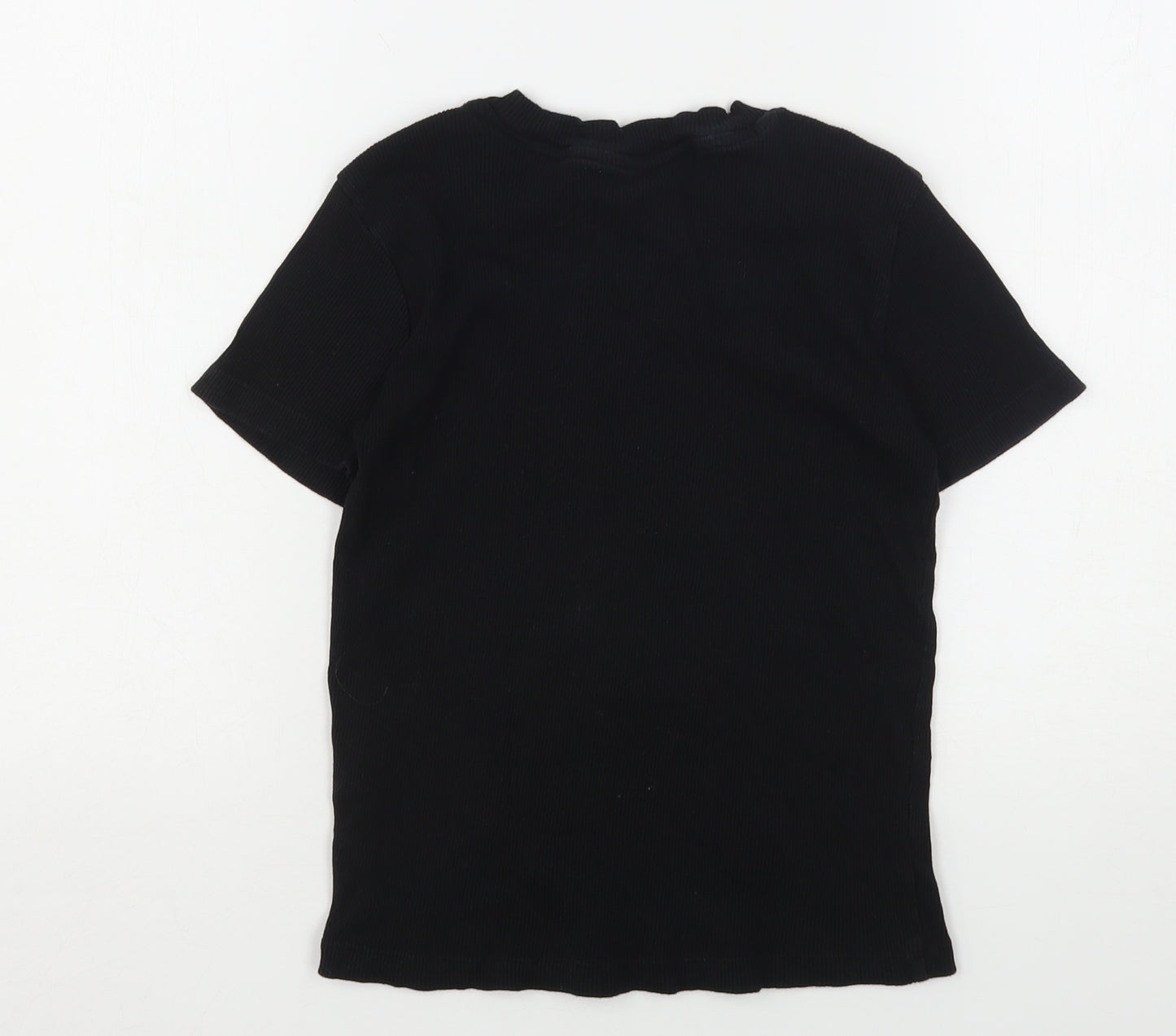 Max Womens Black  Cotton Basic T-Shirt Size 10 Round Neck