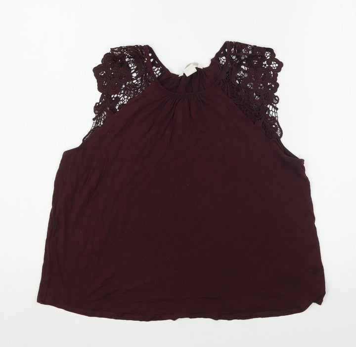 H&M Womens Purple  Polyester Basic Tank Size M Round Neck