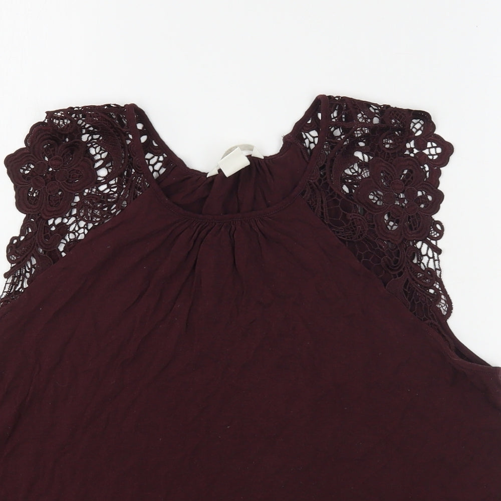 H&M Womens Purple  Polyester Basic Tank Size M Round Neck