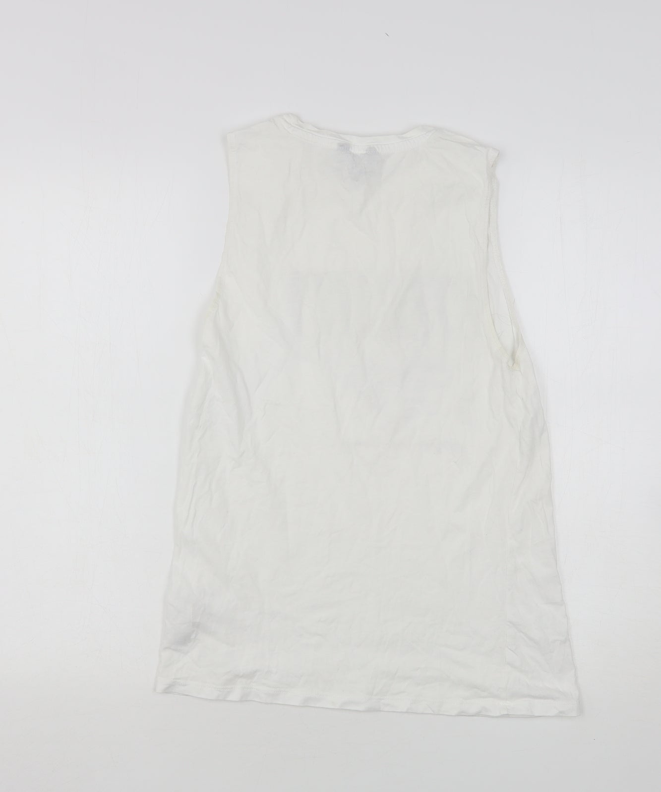 New Look Womens White  Cotton Basic Tank Size 10 Round Neck