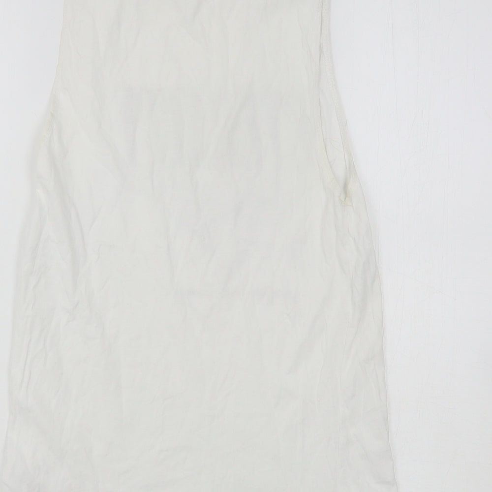 New Look Womens White  Cotton Basic Tank Size 10 Round Neck