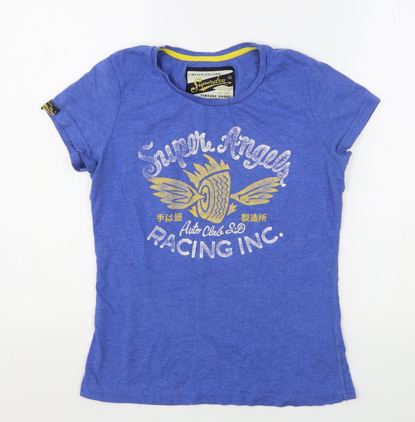 Superdry Boys Blue  Cotton Basic T-Shirt Size L Round Neck