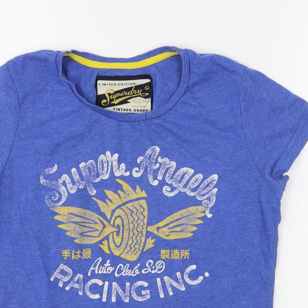 Superdry Boys Blue  Cotton Basic T-Shirt Size L Round Neck