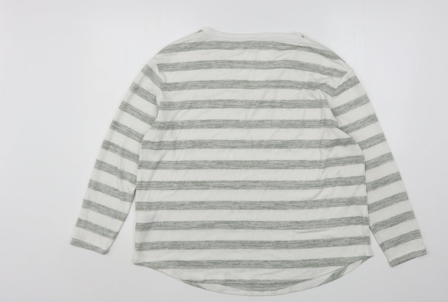 Marks and Spencer Womens Multicoloured V-Neck Striped Viscose Pullover Jumper Size 18