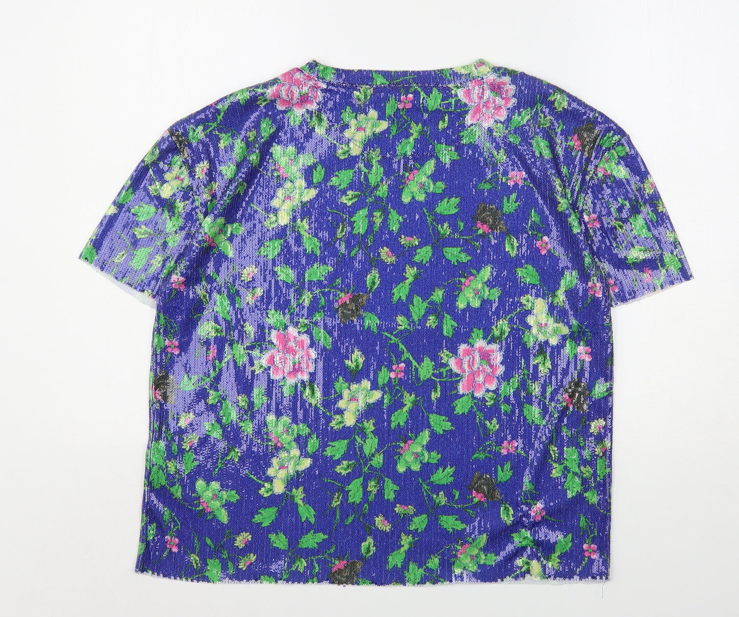 Zara Womens Multicoloured Floral Polyester Basic Blouse Size M Round Neck