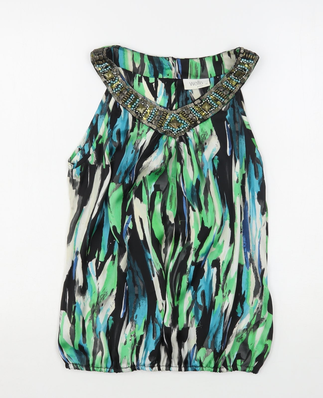 Wallis Womens Multicoloured Geometric Polyester Basic Blouse Size 16 V-Neck