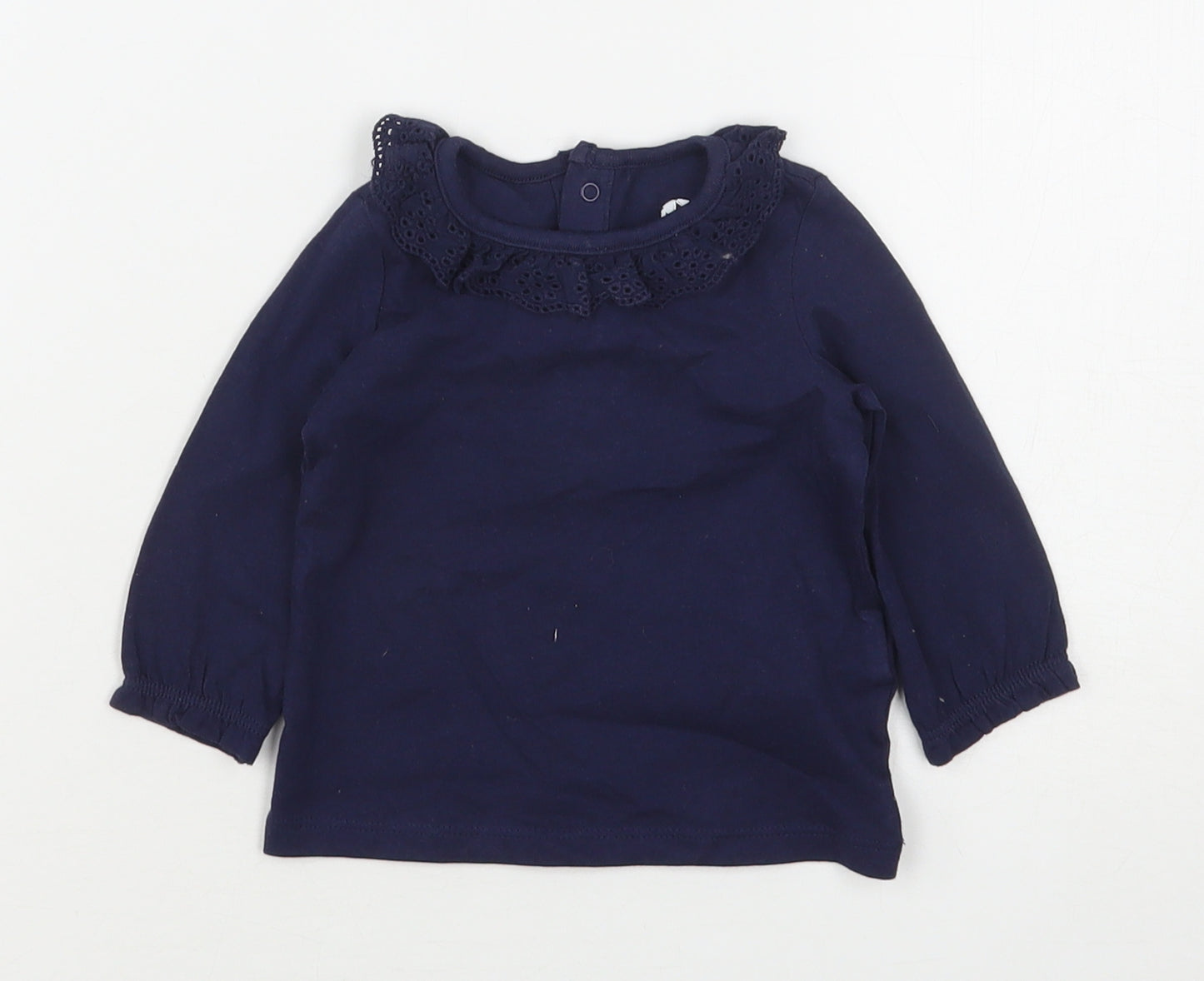 F&F Girls Blue  Cotton Basic T-Shirt Size 0-3 Months Collared