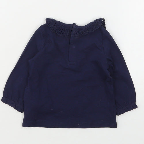 F&F Girls Blue  Cotton Basic T-Shirt Size 0-3 Months Collared
