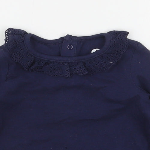F&F Girls Blue  Cotton Basic T-Shirt Size 0-3 Months Collared