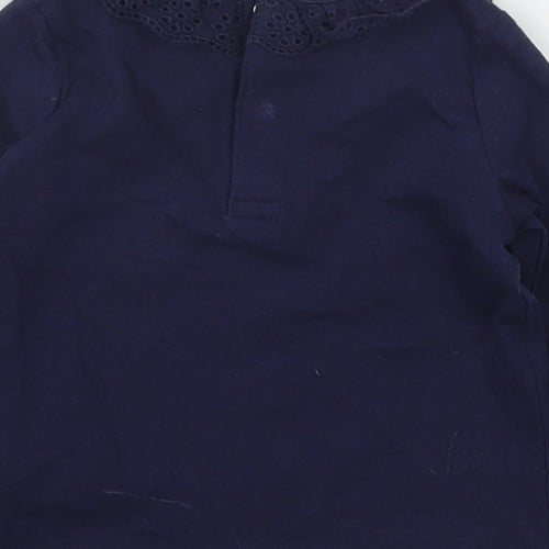 F&F Girls Blue  Cotton Basic T-Shirt Size 0-3 Months Collared