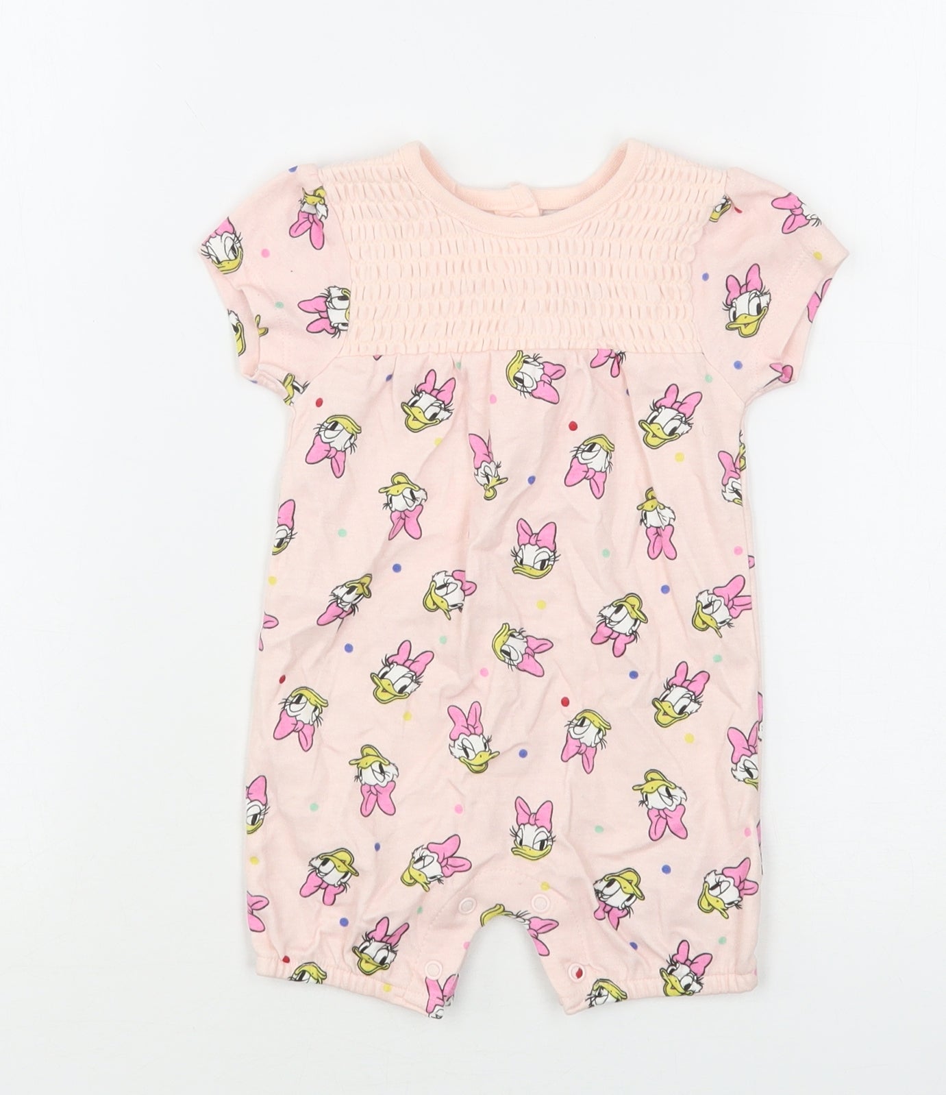Primark Girls Pink Geometric Cotton Romper One-Piece Size 3-6 Months   - Daisy Duck