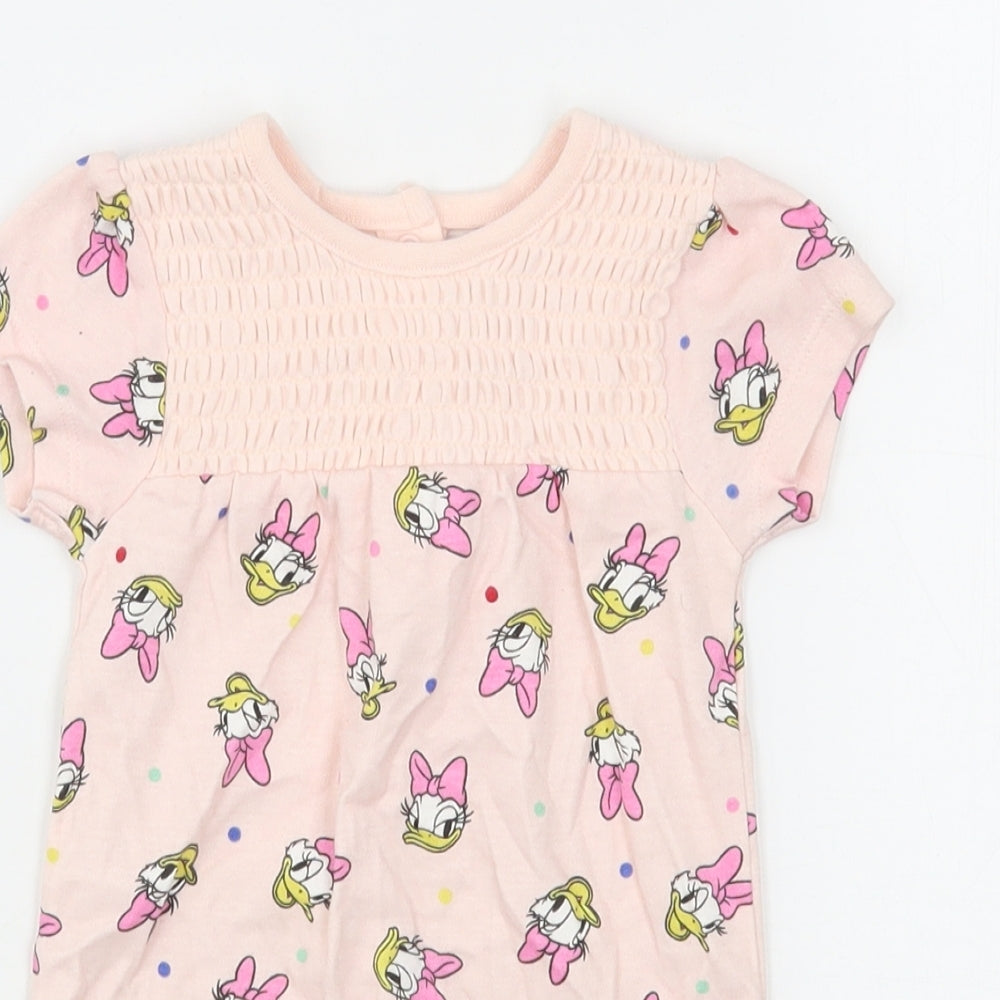 Primark Girls Pink Geometric Cotton Romper One-Piece Size 3-6 Months   - Daisy Duck