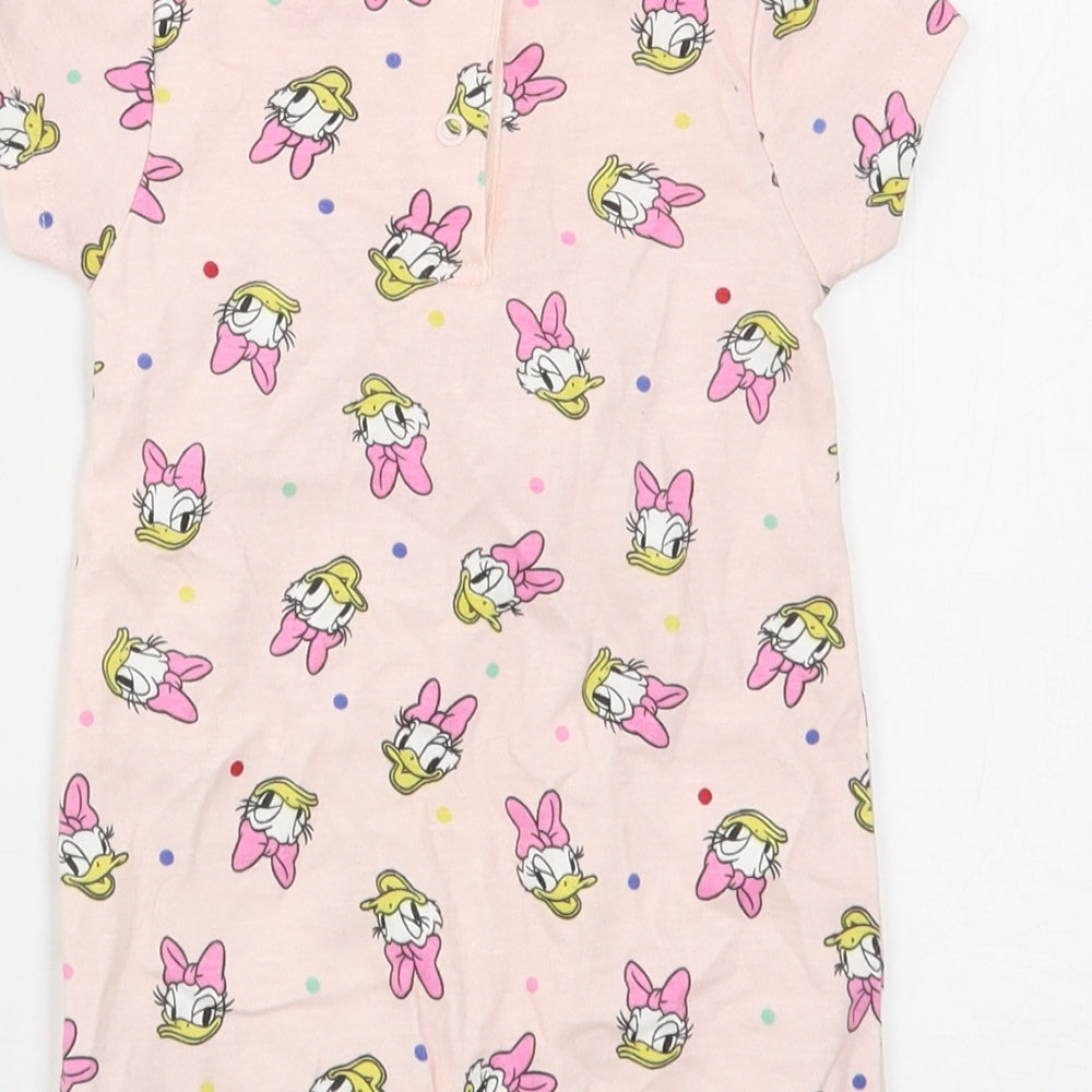 Primark Girls Pink Geometric Cotton Romper One-Piece Size 3-6 Months   - Daisy Duck
