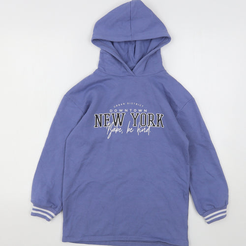 Matalan Girls Blue  Cotton Pullover Hoodie Size 9 Years