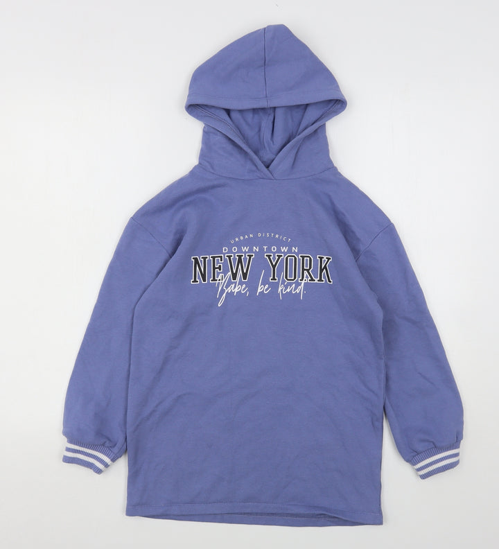 Matalan Girls Blue  Cotton Pullover Hoodie Size 9 Years