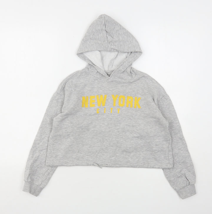 H&M Girls Grey  Cotton Pullover Hoodie Size 11-12 Years
