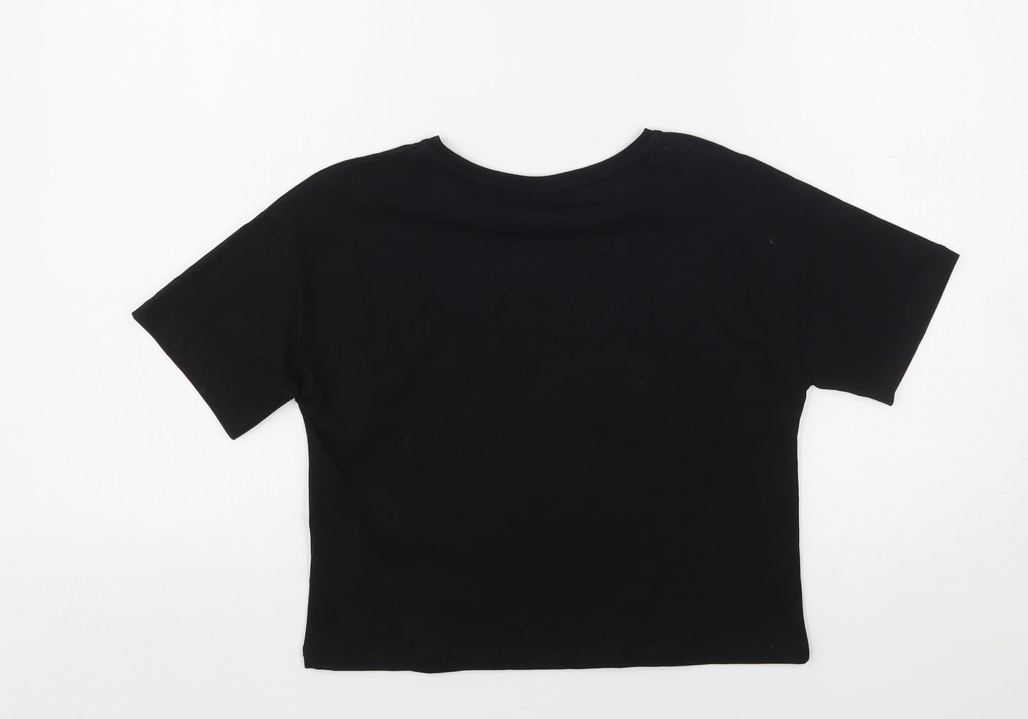 Matalan Girls Black  Cotton Basic T-Shirt Size 11 Years Round Neck