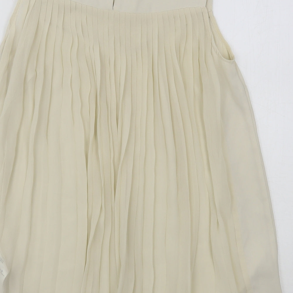 Oasis Womens Beige  Polyester Basic Blouse Size 8 Round Neck