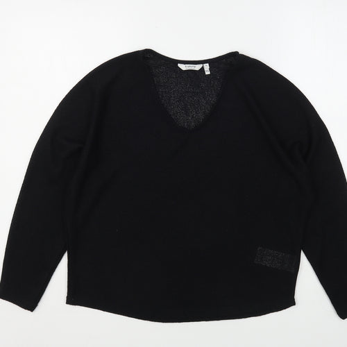 b.young Womens Black V-Neck  Viscose Pullover Jumper Size M