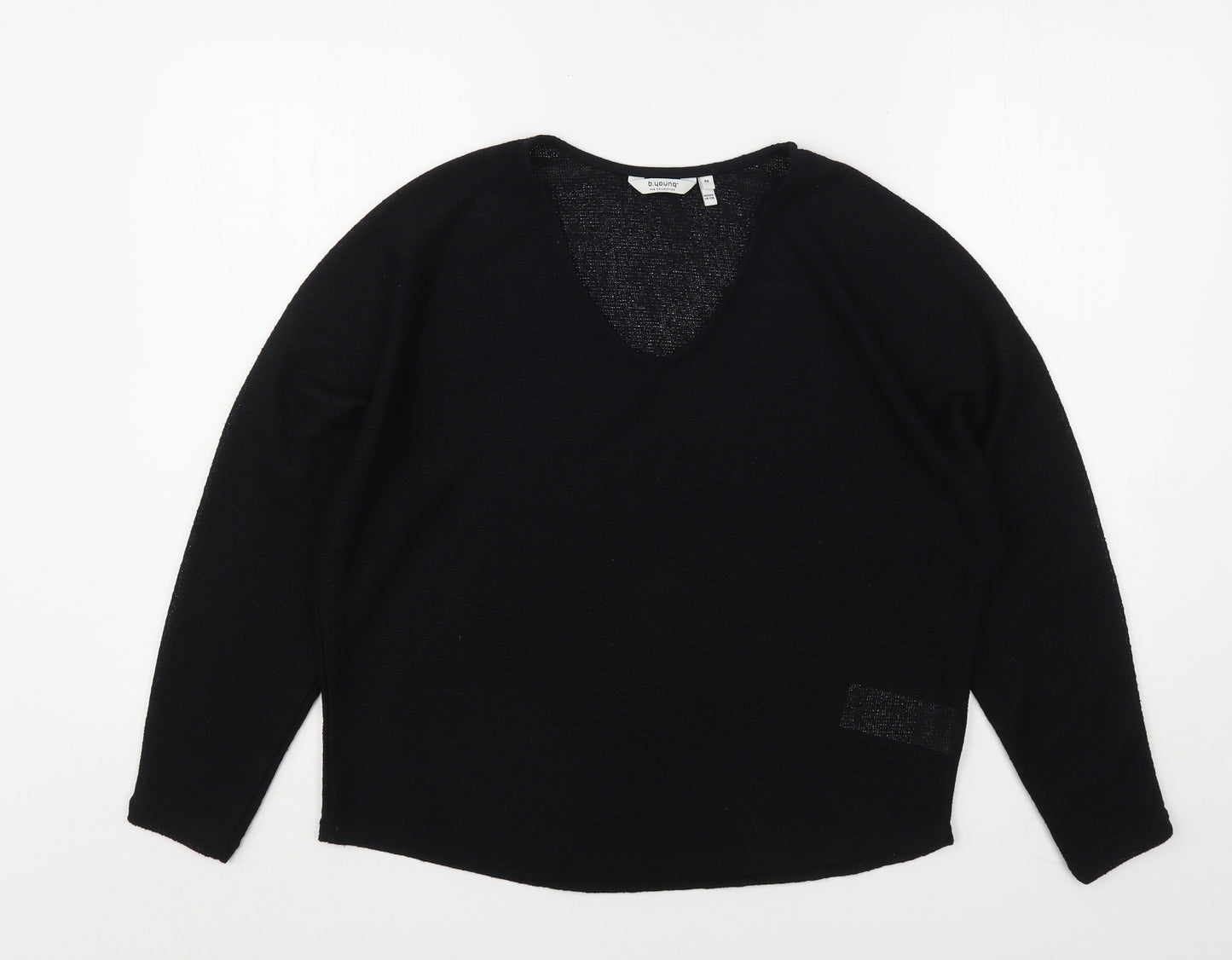 b.young Womens Black V-Neck  Viscose Pullover Jumper Size M
