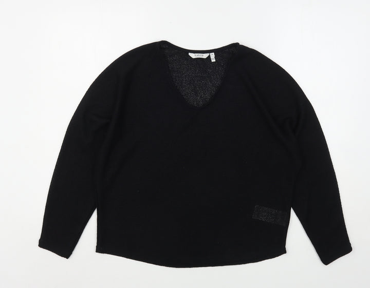 b.young Womens Black V-Neck Viscose Pullover Jumper Size M