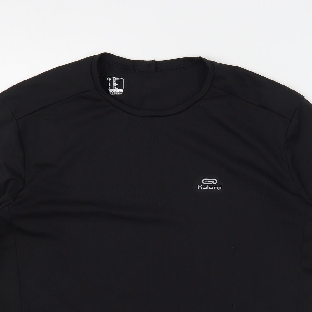 Kalenji Mens Black  Polyester Basic T-Shirt Size XL Round Neck