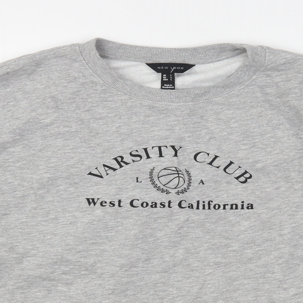 New Look Womens Grey  Cotton Pullover Sweatshirt Size L