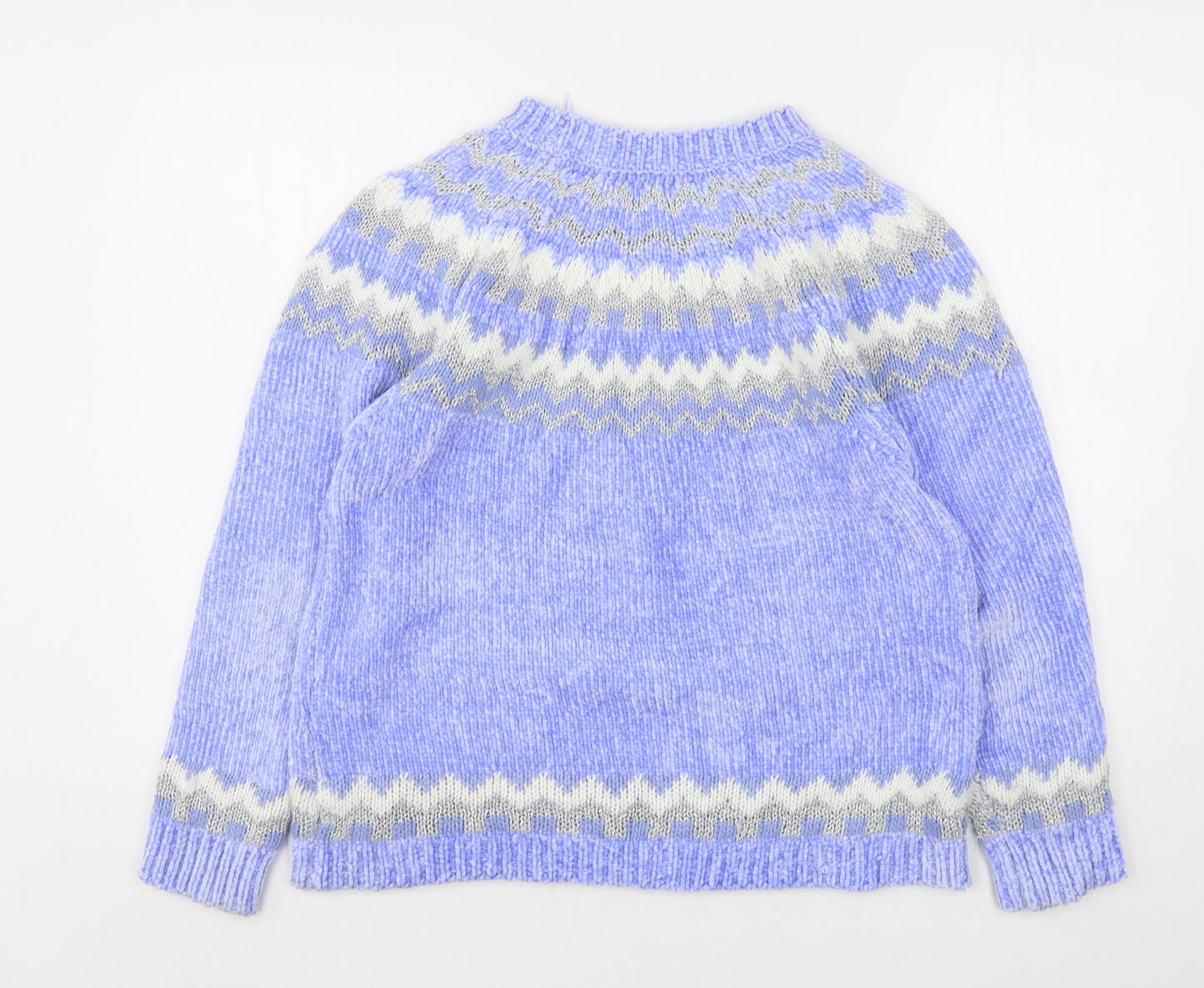 George Womens Blue Round Neck Fair Isle Polyester Pullover Jumper Size M