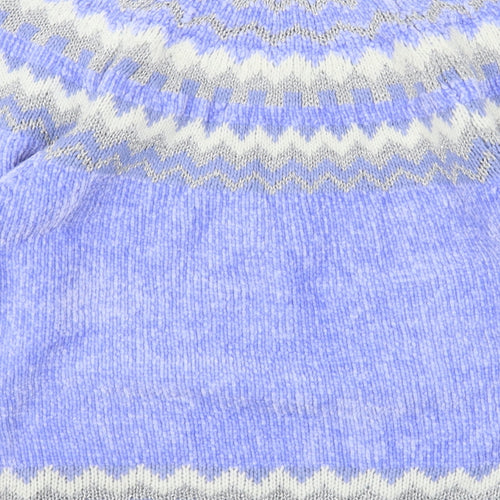 George Womens Blue Round Neck Fair Isle Polyester Pullover Jumper Size M
