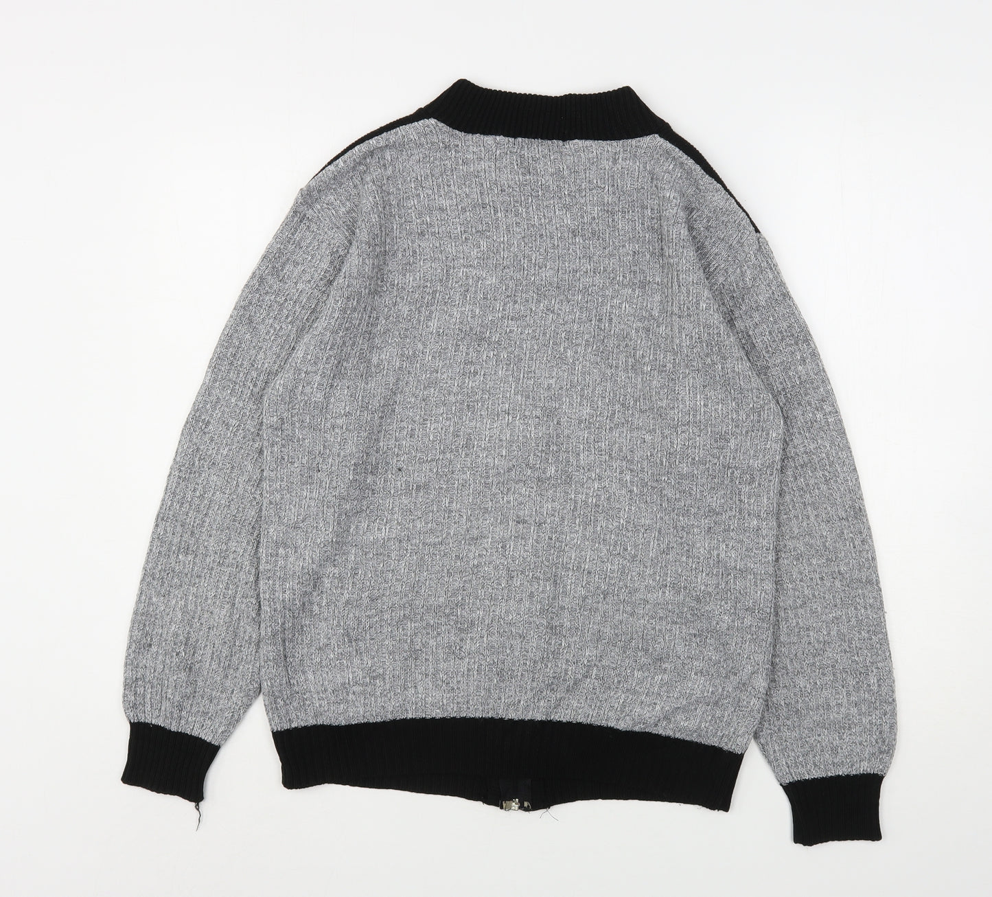 Bellisimo Womens Multicoloured Round Neck Argyle/Diamond Acrylic Full Zip Jumper Size M