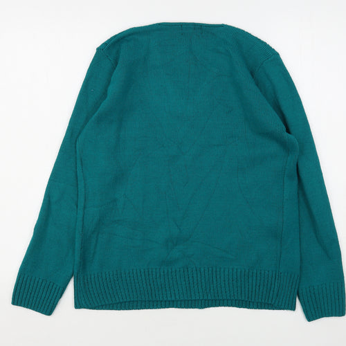 Insight Womens Green V-Neck  Acrylic Pullover Jumper Size S