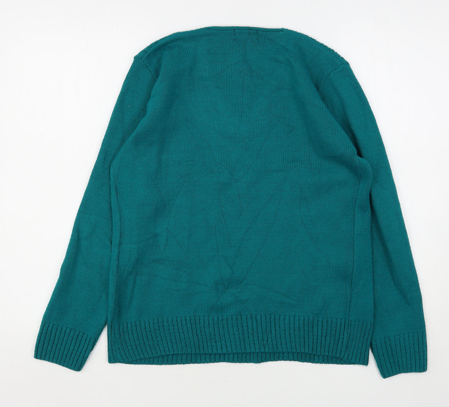 Insight Womens Green V-Neck  Acrylic Pullover Jumper Size S