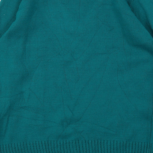 Insight Womens Green V-Neck  Acrylic Pullover Jumper Size S