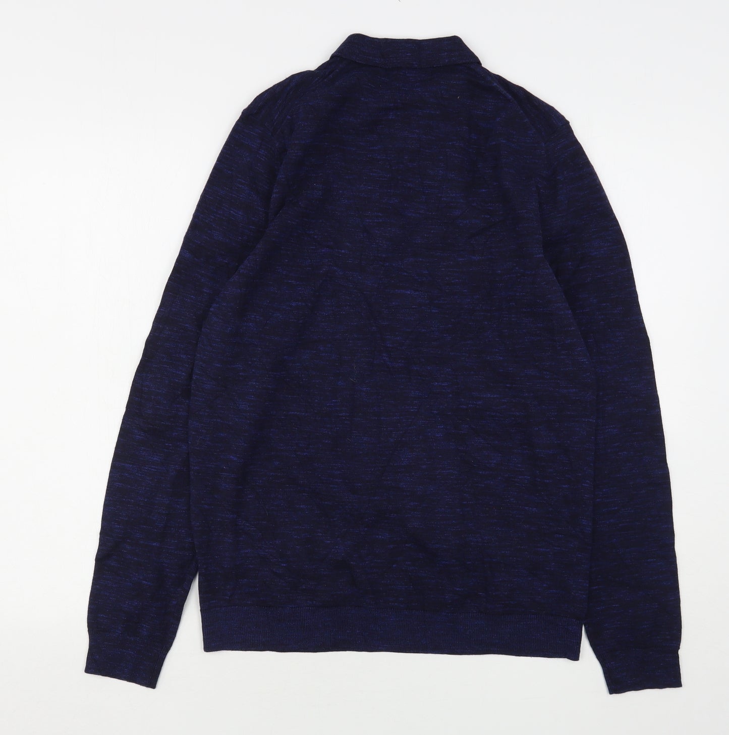 Marks and Spencer Womens Blue Collared  Cotton Pullover Jumper Size S