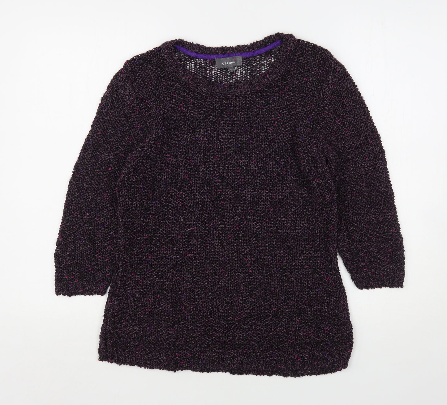 Per Una  Womens Purple Round Neck  Cotton Pullover Jumper Size 12
