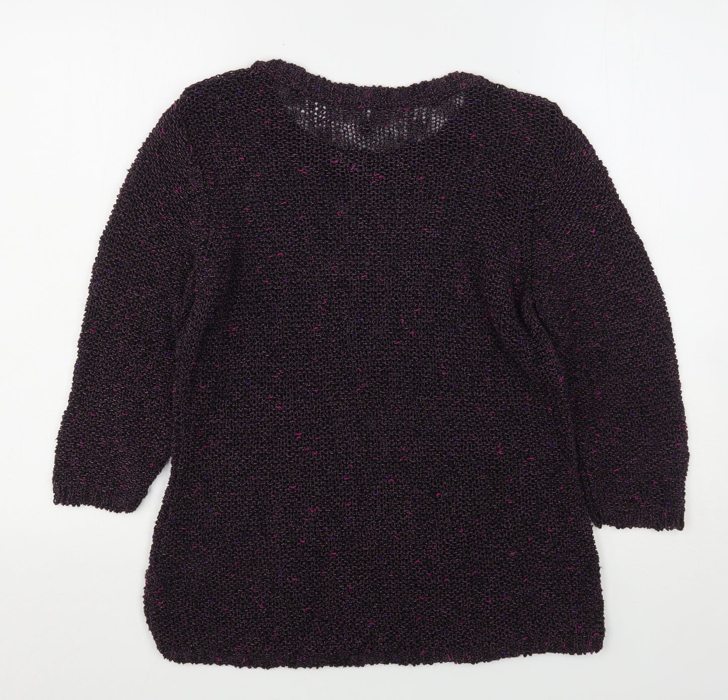 Per Una  Womens Purple Round Neck  Cotton Pullover Jumper Size 12