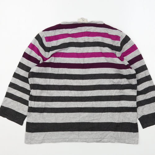CC Womens Multicoloured V-Neck Striped Viscose Pullover Jumper Size L