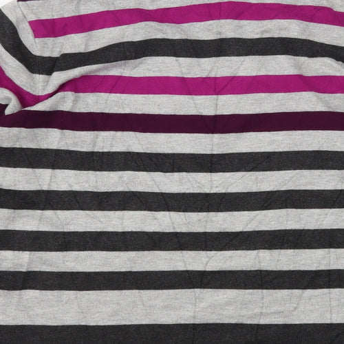 CC Womens Multicoloured V-Neck Striped Viscose Pullover Jumper Size L