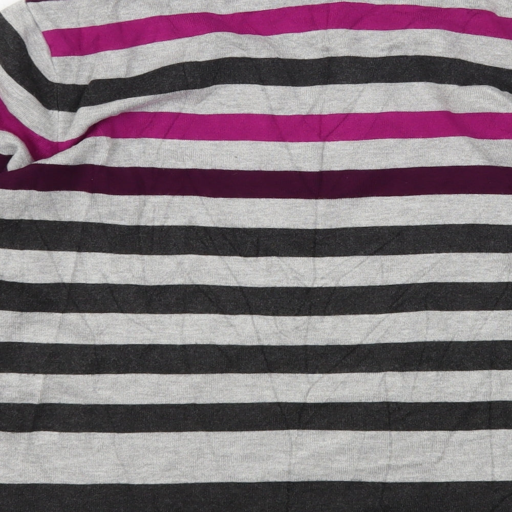 CC Womens Multicoloured V-Neck Striped Viscose Pullover Jumper Size L