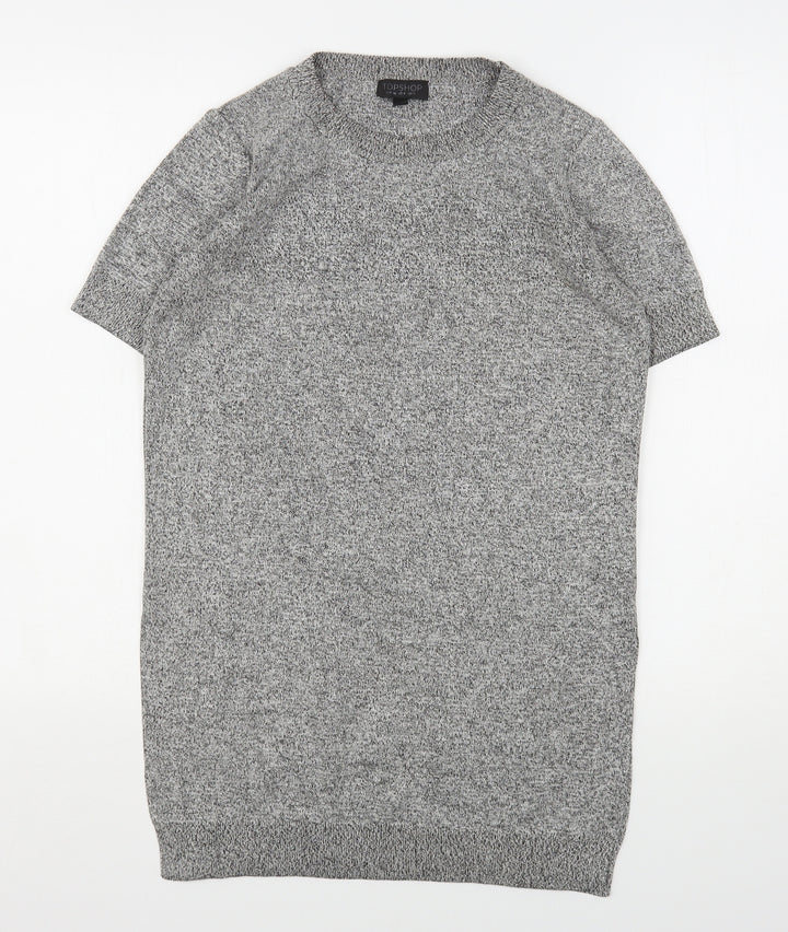 Topshop Womens Grey Round Neck Viscose Pullover Jumper Size 8